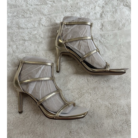 Unisa Un Fennie Gold Strappy Zip Up High Heels - Size 6.5 - Picture 2 of 7